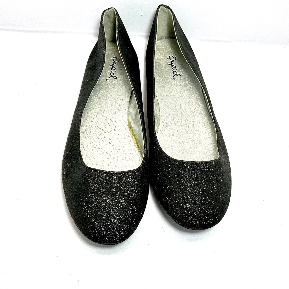 Qupid Black Glitter Ballet Flat Women’s Shoes Size 6